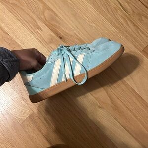 Adidas Sky Blue Sneakers with Cream Stripes